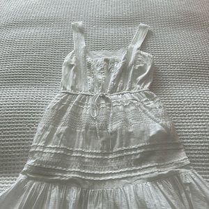 Shona Joy White Cotton Maxi Sundress with lace and pintuck details 💕. Size 4